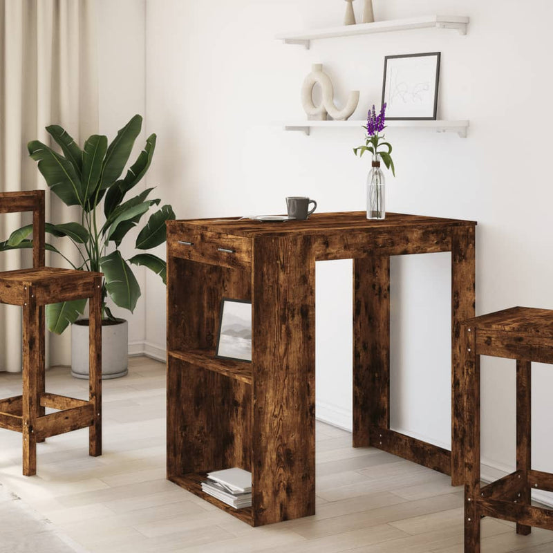 vidaXL füstös tölgy színű szerelt fa bárasztal 102 x 70 x 103,5 cm