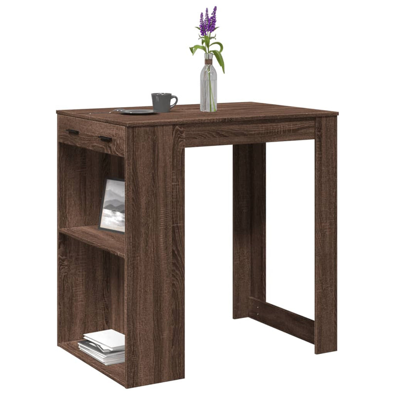 vidaXL barna tölgy színű szerelt fa bárasztal 102 x 70 x 103,5 cm