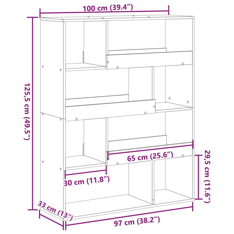 vidaXL sonoma tölgy színű szerelt fa könyvszekrény 100 x 33 x 125,5 cm