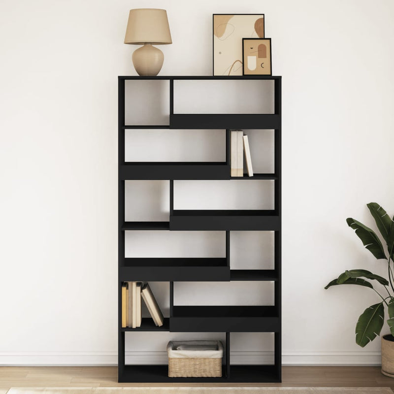 vidaXL fekete szerelt fa könyvespolc 100 x 33 x 187,5 cm