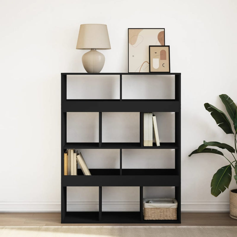 vidaXL fekete szerelt fa könyvespolc 100 x 33 x 125,5 cm