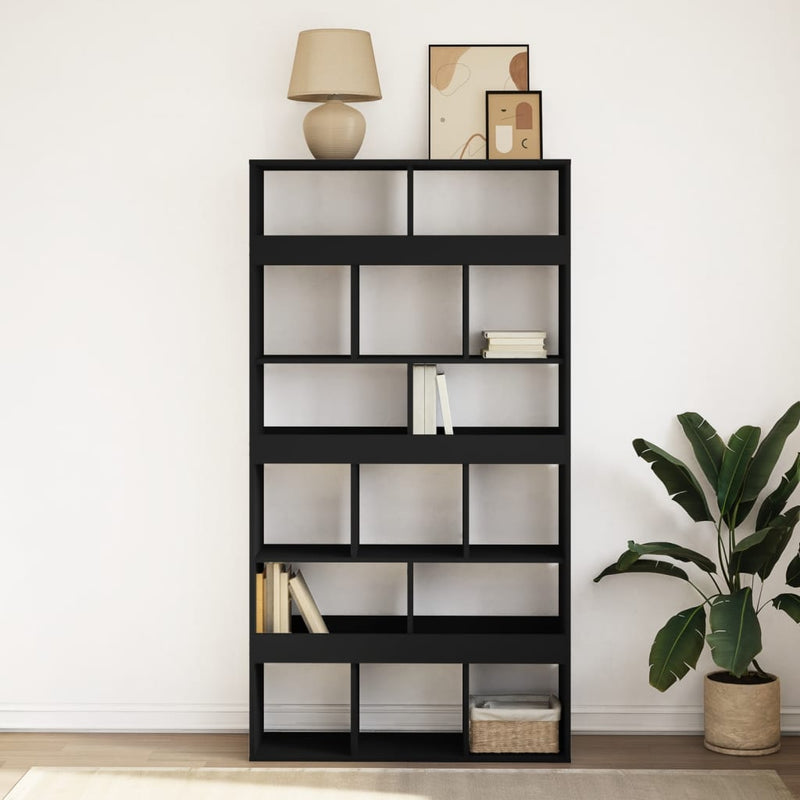 vidaXL fekete szerelt fa könyvespolc 100 x 33 x 187,5 cm