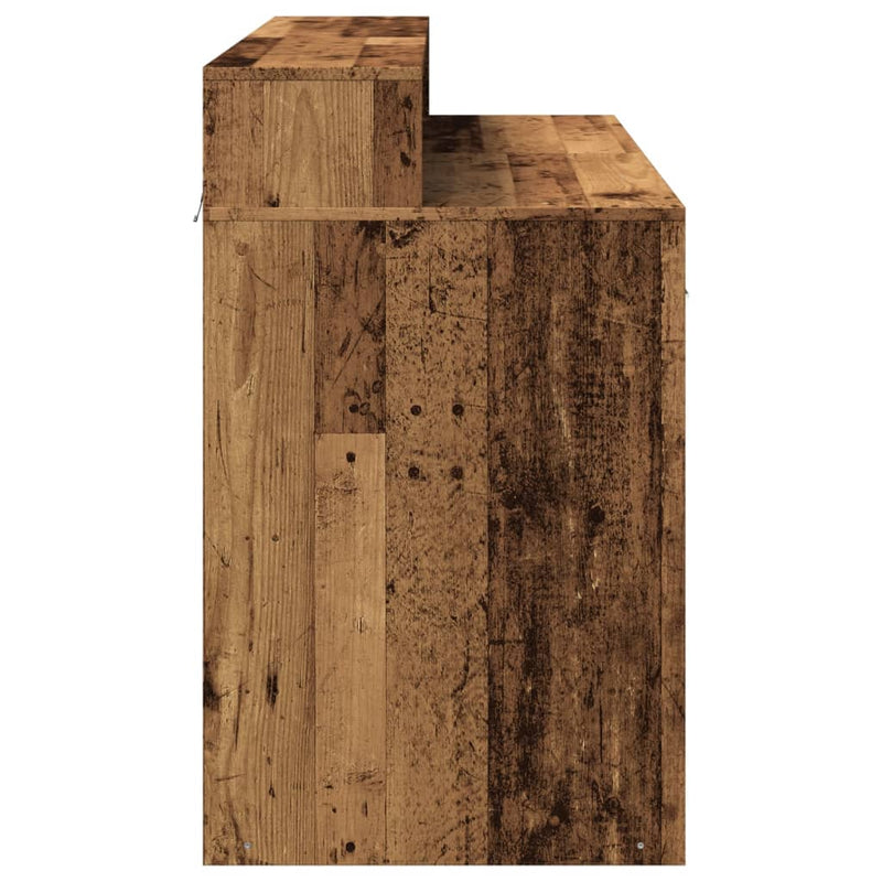 vidaXL antik fa színű szerelt fa íróasztal LED-ekkel 120 x 55 x 91 cm