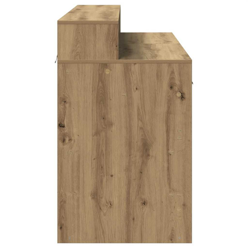 vidaXL kézműves tölgy színű szerelt fa LED-es íróasztal 120x55x91 cm