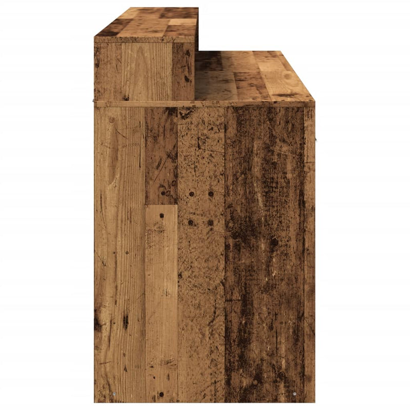 vidaXL antik fa színű szerelt fa íróasztal LED-ekkel 140 x 55 x 91 cm