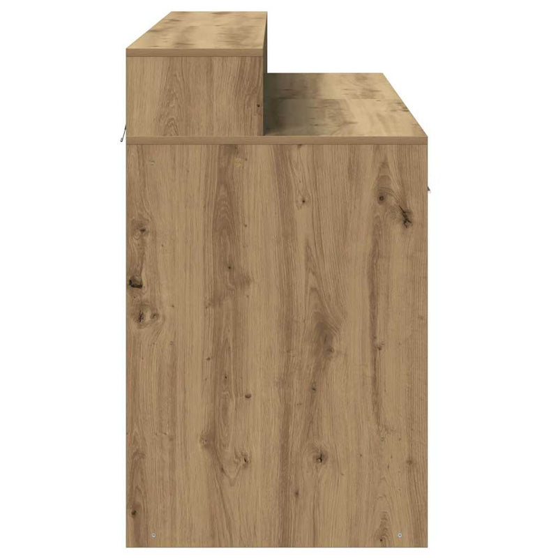 vidaXL kézműves tölgy színű szerelt fa LED-es íróasztal 140x55x91 cm