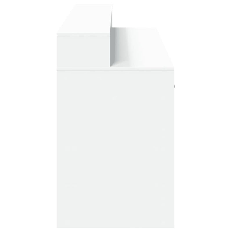 vidaXL fehér szerelt fa íróasztal LED-világítással 160 x 55 x 91 cm