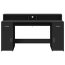 vidaXL fekete szerelt fa íróasztal LED-világítással 160 x 55 x 91 cm