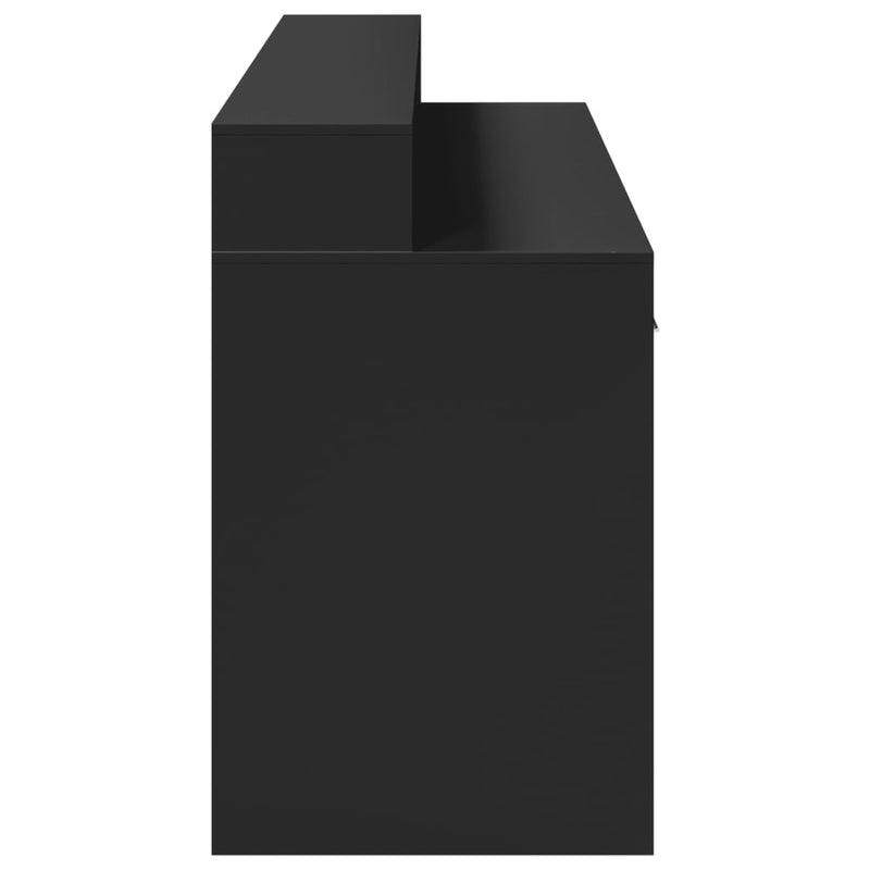 vidaXL fekete szerelt fa íróasztal LED-világítással 160 x 55 x 91 cm