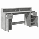 vidaXL betonszürke szerelt fa íróasztal LED-világítással 160x55x91 cm