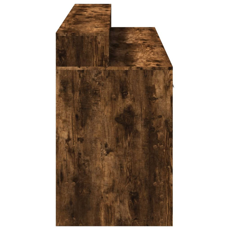 vidaXL füstös tölgy színű szerelt fa íróasztal LED-ekkel 160x55x91 cm