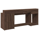 vidaXL barna tölgy színű szerelt fa íróasztal LED-ekkel 200x55x91 cm
