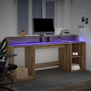 vidaXL kézműves tölgy színű szerelt fa LED-es íróasztal 200x55x91 cm