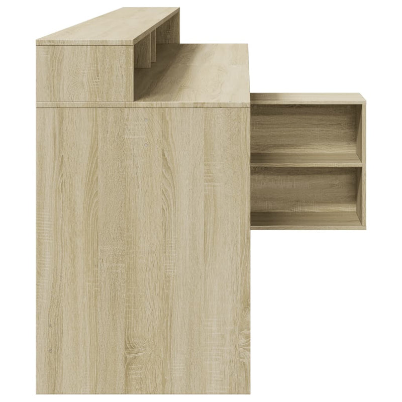 vidaXL sonoma tölgy színű szerelt fa íróasztal LED-ekkel 200x104x91 cm