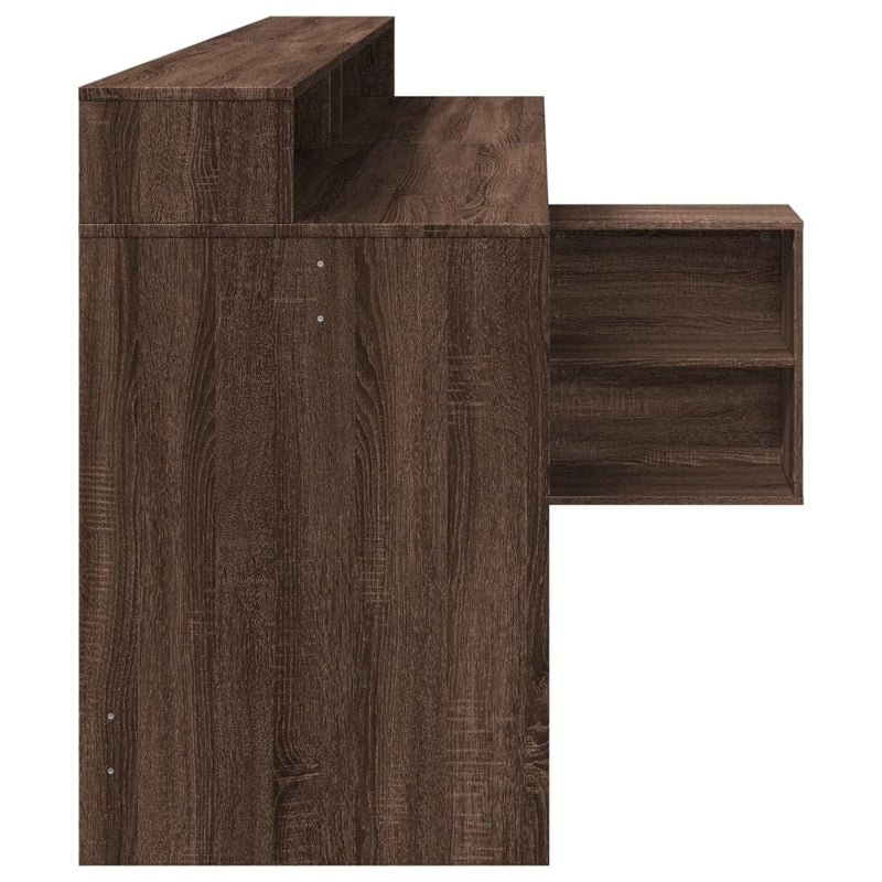 vidaXL barna tölgy színű szerelt fa íróasztal LED-ekkel 200x104x91 cm