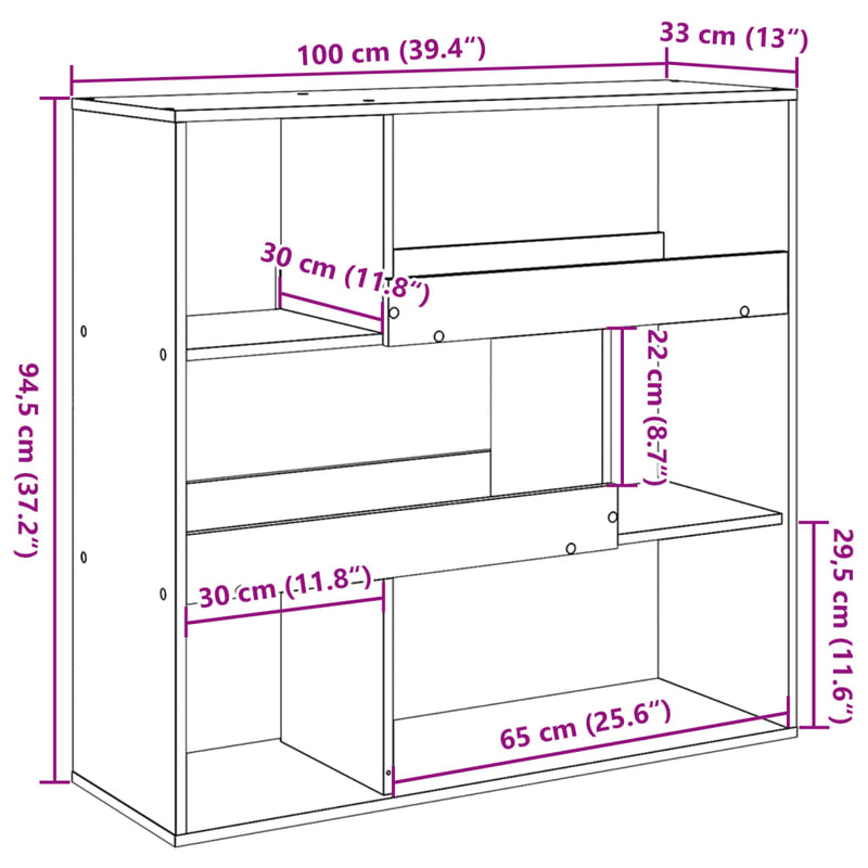 vidaXL betonszürke szerelt fa térelválasztó 100 x 33 x 94,5 cm