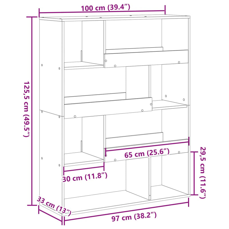 vidaXL betonszürke szerelt fa térelválasztó 100 x 33 x 125,5 cm