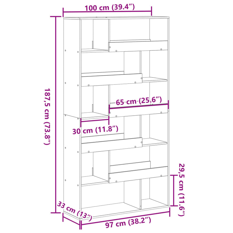 vidaXL fekete szerelt fa térelválasztó 100 x 33 x 187,5 cm