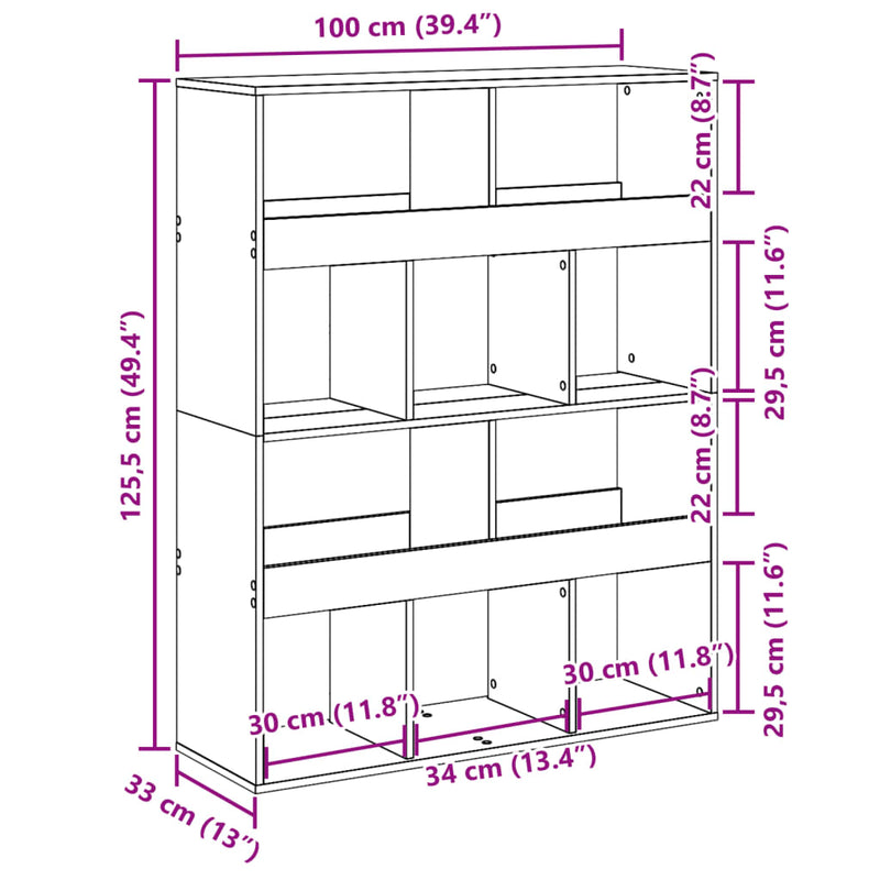 vidaXL betonszürke szerelt fa térelválasztó 100 x 33 x 125,5 cm