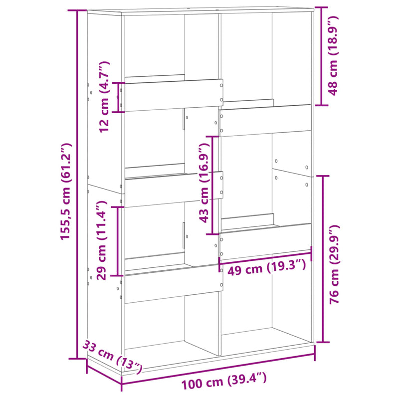 vidaXL antik fa színű szerelt fa térelválasztó 100 x 33 x 155,5 cm