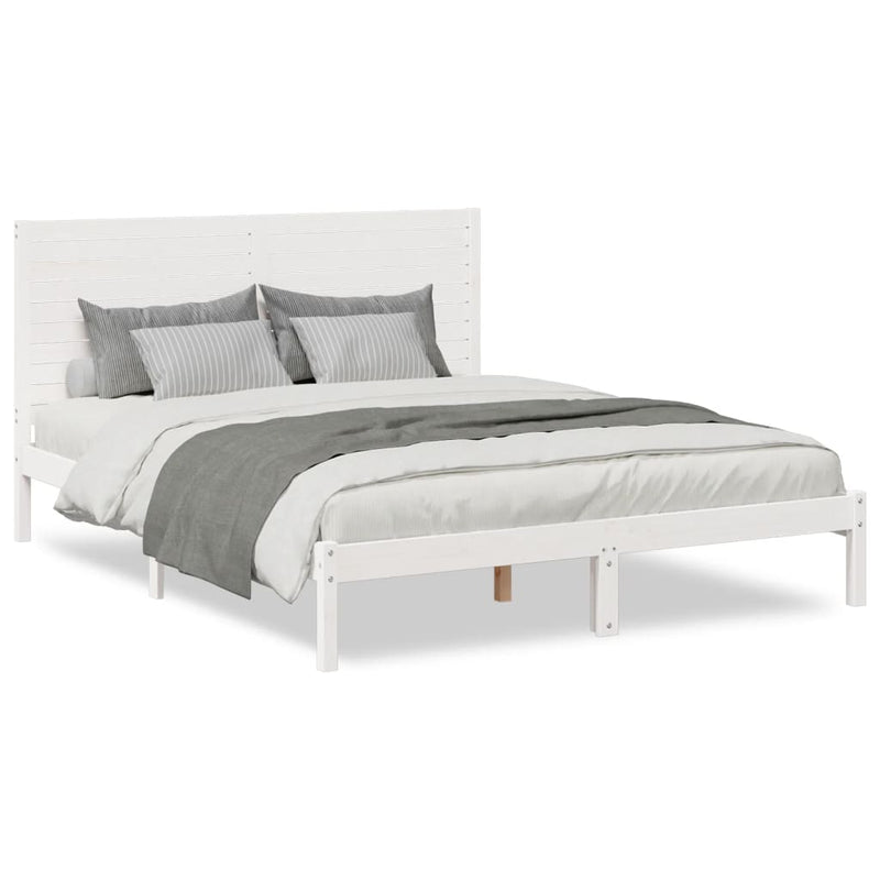 vidaXL fehér tömör fa extra hosszú ágykeret matrac nélkül 140 x 210 cm