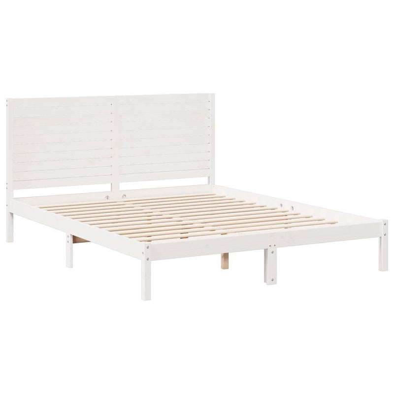vidaXL fehér tömör fa extra hosszú ágykeret matrac nélkül 140 x 210 cm