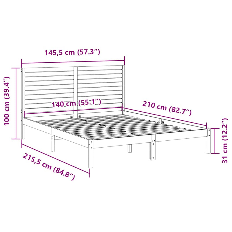 vidaXL fehér tömör fa extra hosszú ágykeret matrac nélkül 140 x 210 cm