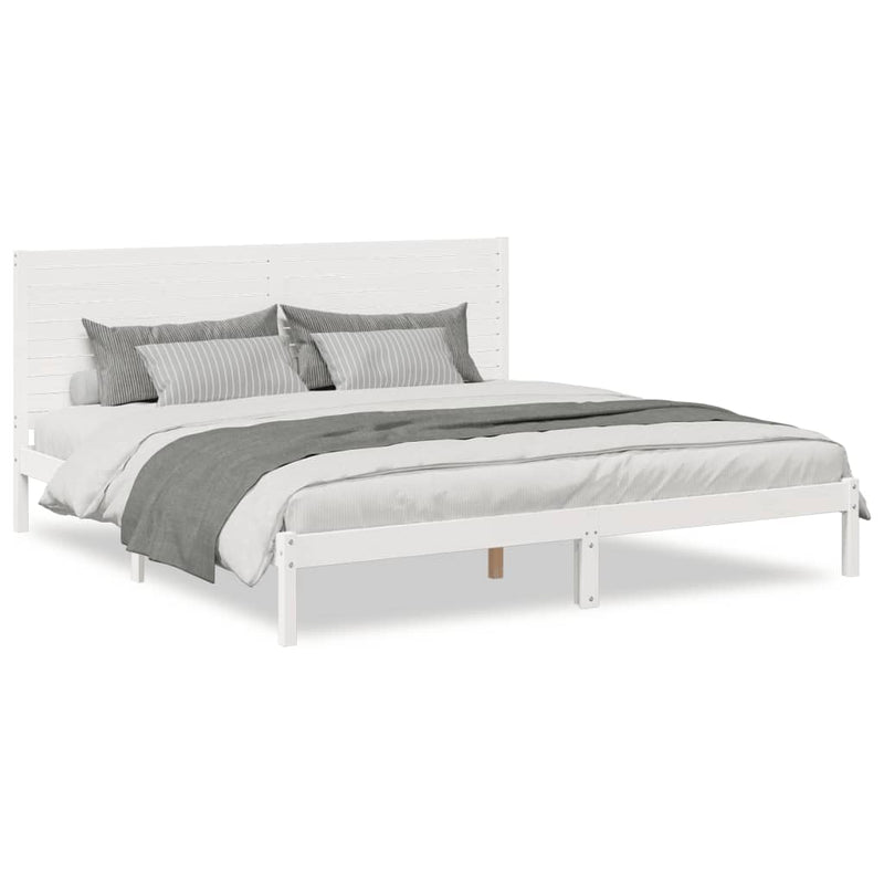 vidaXL fehér tömör fa extra hosszú ágykeret matrac nélkül 180 x 210 cm