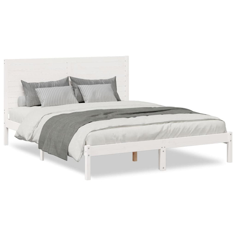 vidaXL fehér tömör fa extra hosszú ágykeret matrac nélkül 140 x 220 cm