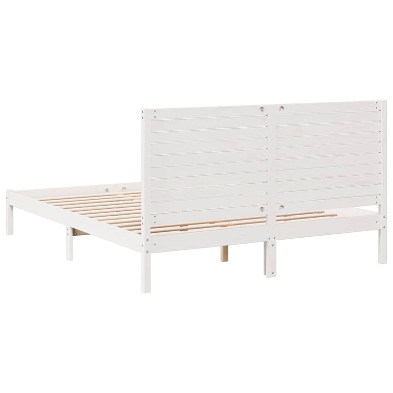 vidaXL fehér tömör fa extra hosszú ágykeret matrac nélkül 140 x 220 cm