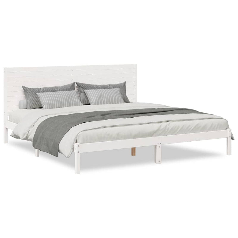 vidaXL fehér tömör fa extra hosszú ágykeret matrac nélkül 180 x 220 cm