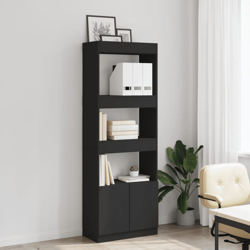 vidaXL fekete szerelt fa magasszekrény 63 x 33 x 180 cm