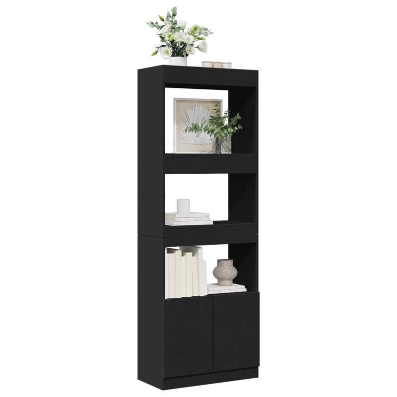 vidaXL fekete szerelt fa magasszekrény 63 x 33 x 180 cm