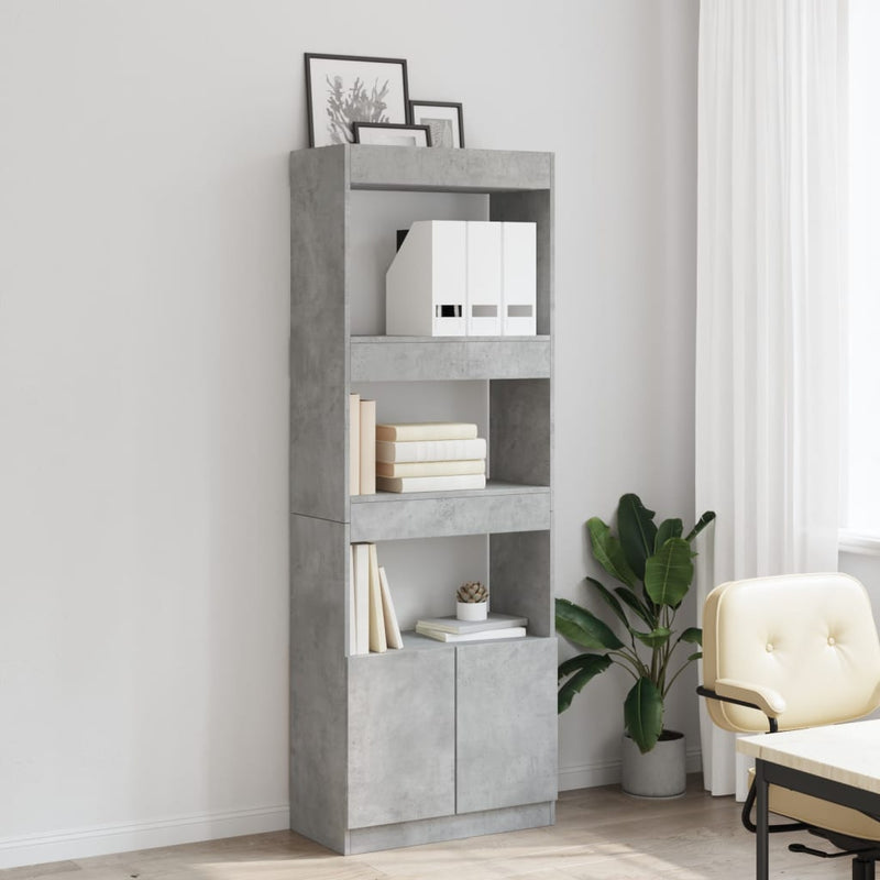 vidaXL betonszürke szerelt fa magasszekrény 63 x 33 x 180 cm