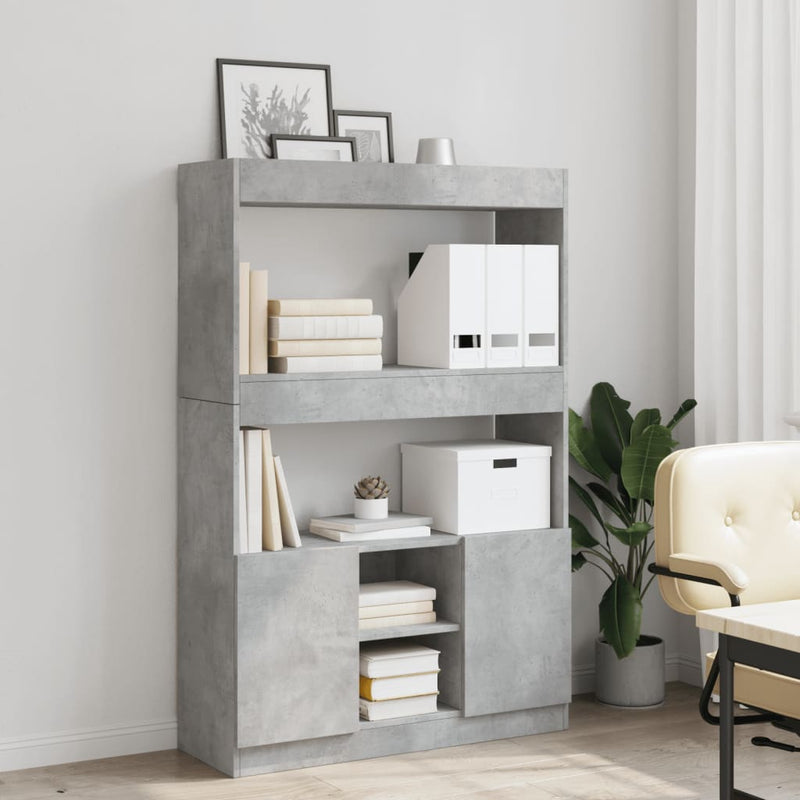 vidaXL betonszürke szerelt fa magasszekrény 92 x 33 x 140 cm