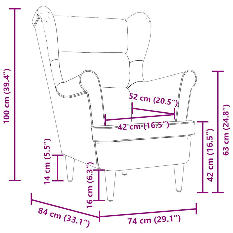 vidaXL fekete szövetfotel 74 x 84 x 100 cm