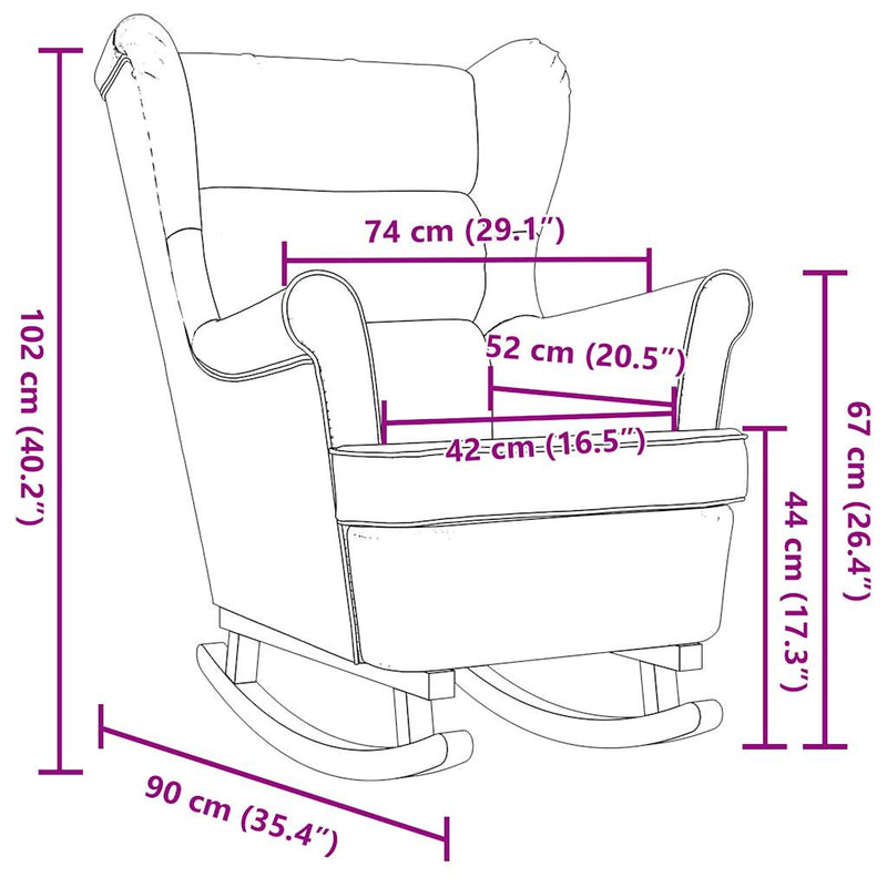 vidaXL sötétbarna szövet hintaszék 74 x 90 x 102 cm