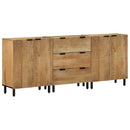 vidaXL 3 db barna tömör mangó tálalószekrény 60x33x75 cm