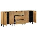 vidaXL 3 db barna tömör mangó tálalószekrény 60x33x75 cm