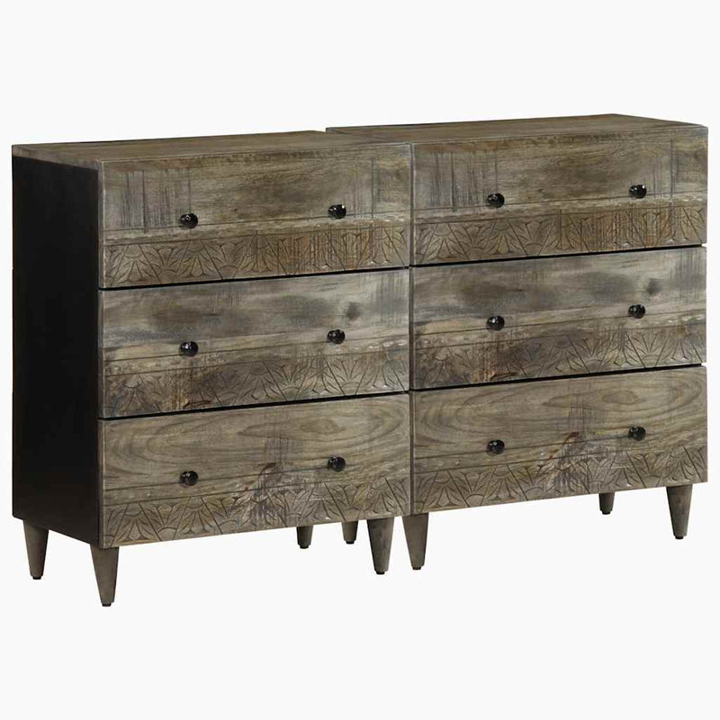 vidaXL 2 db világosszürke tömör mangófa tálalószekrény 60x33,5x75 cm