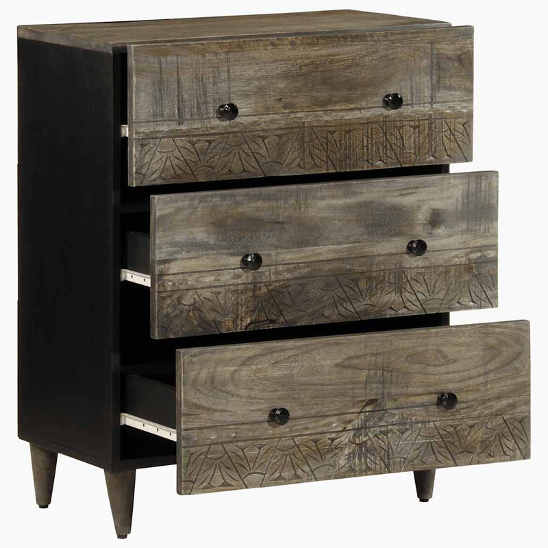 vidaXL 2 db világosszürke tömör mangófa tálalószekrény 60x33,5x75 cm