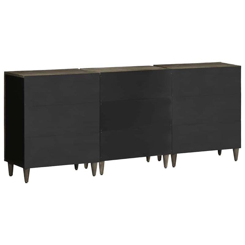 vidaXL 3 db világosszürke tömör mangófa tálalószekrény 60x33,5x75 cm