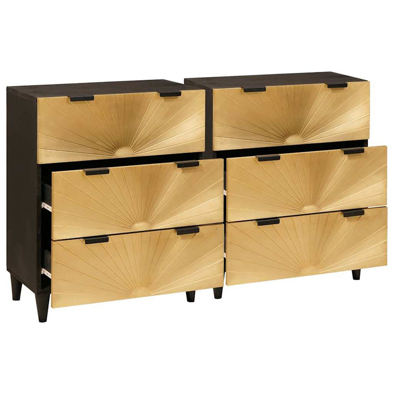 vidaXL Széf 2 pcs Fekete és Arany 60 x 33 x 75 cm tömör mangófa