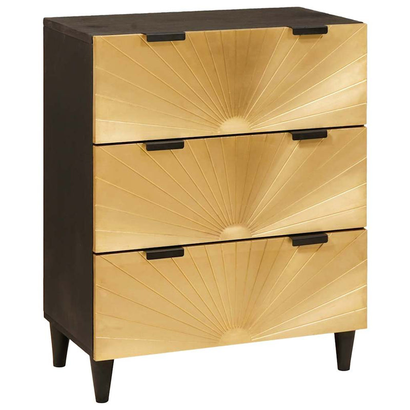 vidaXL Széf 3 pcs Fekete és Arany 60 x 33 x 75 cm tömör mangófa