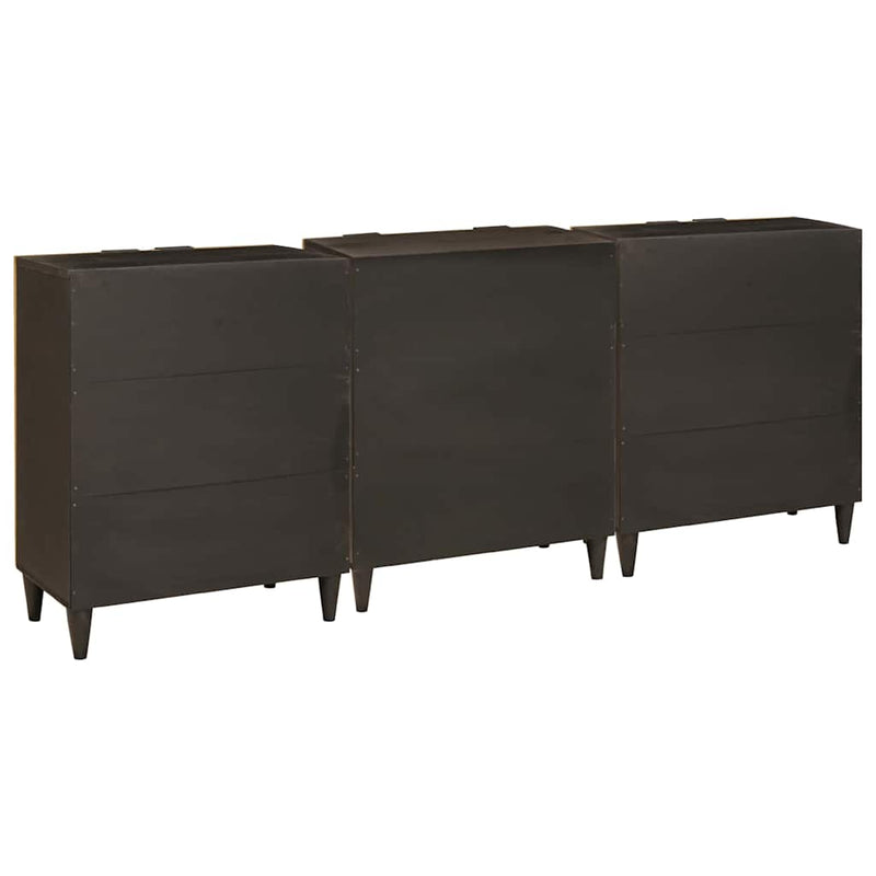 vidaXL Széf 3 pcs Fekete és Arany 60 x 33 x 75 cm tömör mangófa