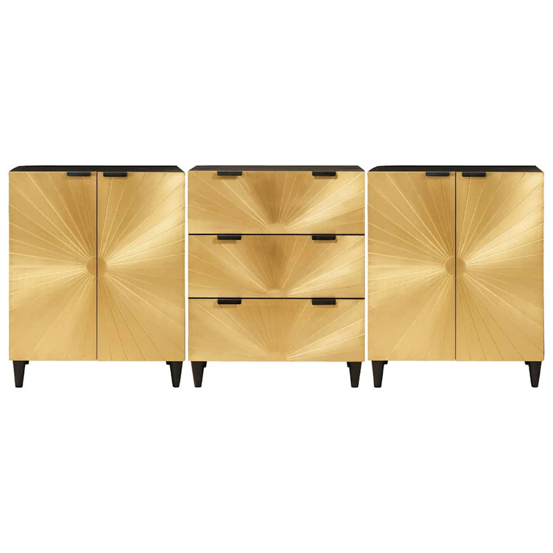 vidaXL Széf 3 pcs Fekete és Arany 60 x 33 x 75 cm tömör mangófa