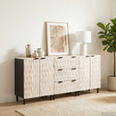 vidaXL Széf 3 pcs Fehér mosott felület 180 x 33 x 75 cm Tömör Mangófát