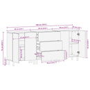 vidaXL Széf 3 pcs Fehér mosott felület 180 x 33 x 75 cm Tömör Mangófát