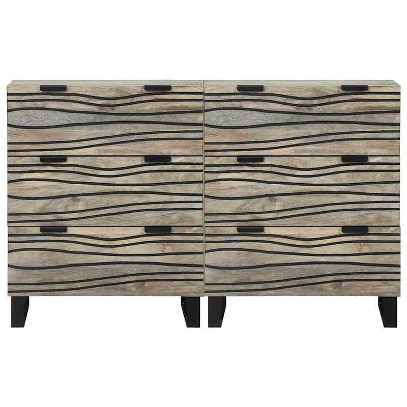 vidaXL Oldalszekrények 2 pcs Fehér 60 x 33.5 x 75 cm tömör mangófa