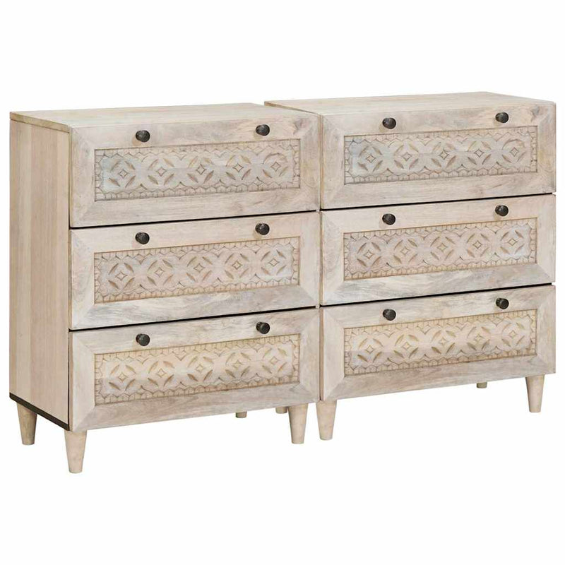 vidaXL Széf 2 pcs Fehér 60 x 33 x 75 cm tömör mangófa